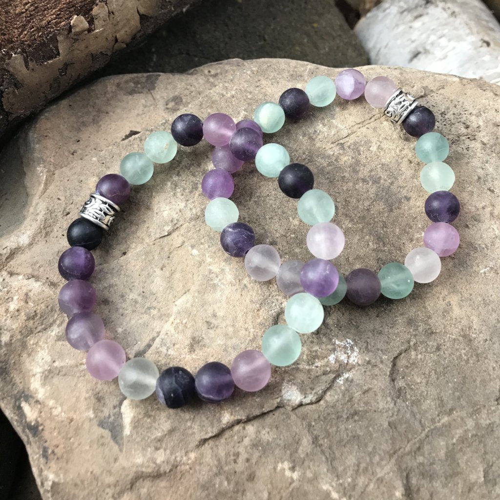 Fluorite Frosted Mala Bracelet