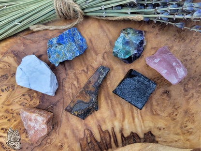 Raw Seven Piece Chakra Healing Stone Set BY Free Indie Spirit