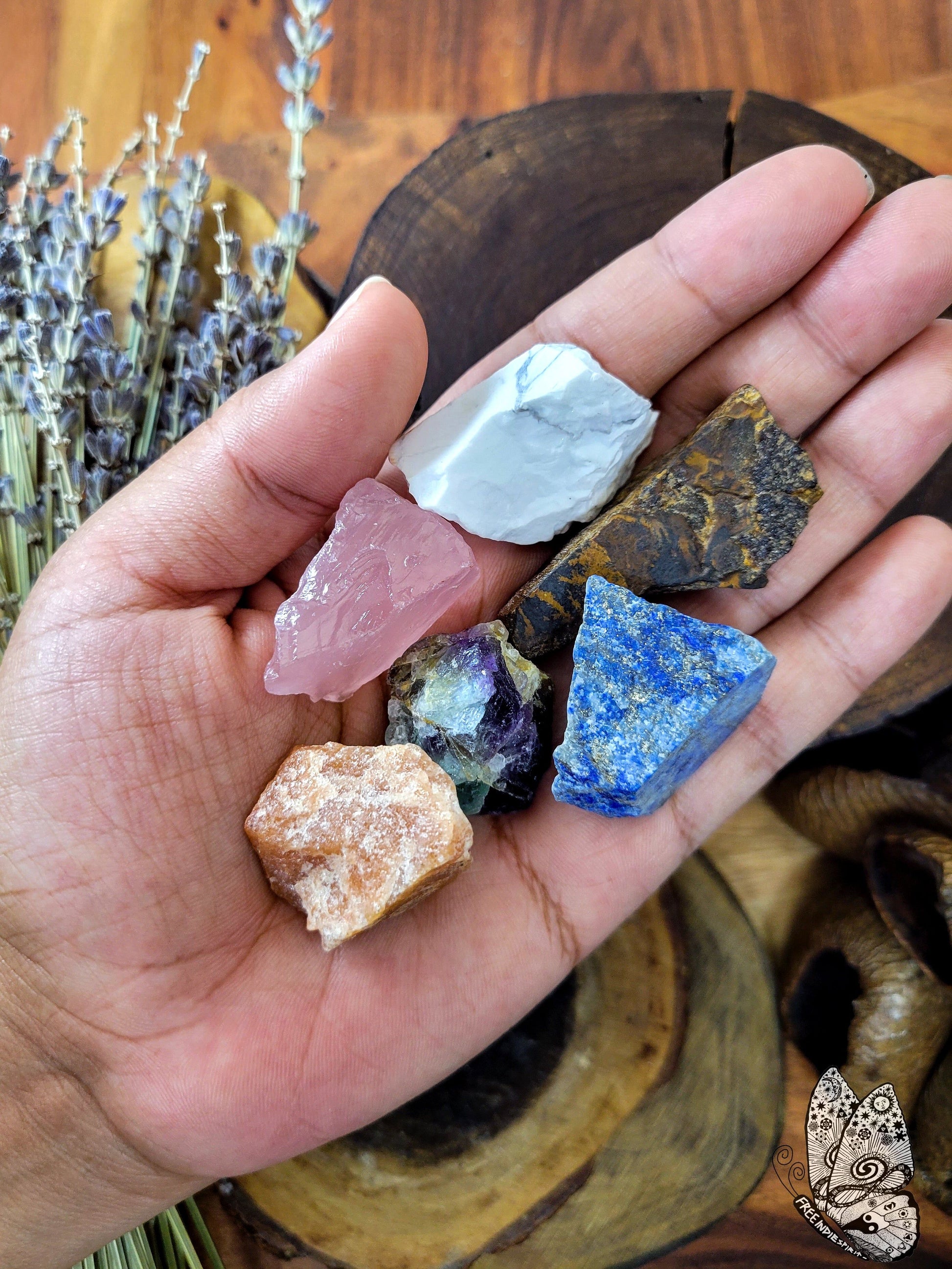 Raw Seven Piece Chakra Healing Stone Set BY Free Indie Spirit